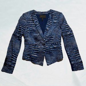 BCBGMaxAzria Blue Fitted Crocodile Jordyn Blazer